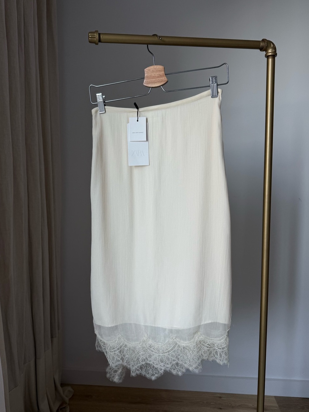 NWT Zara ZW Collection Lace Pareo Skirt Oyster-White, XS - Picture 4 of 15